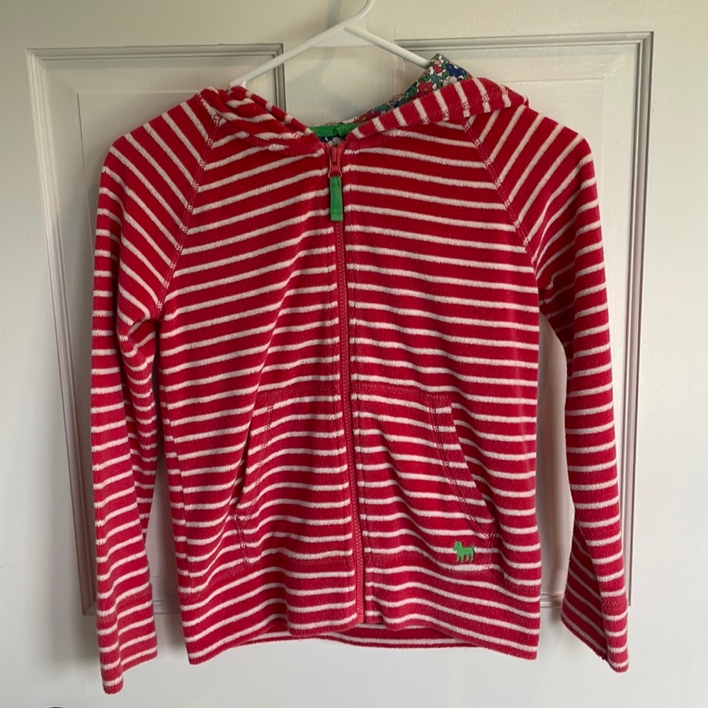 Mini Boden Pink Striped Hoodie Size 9-10 Years